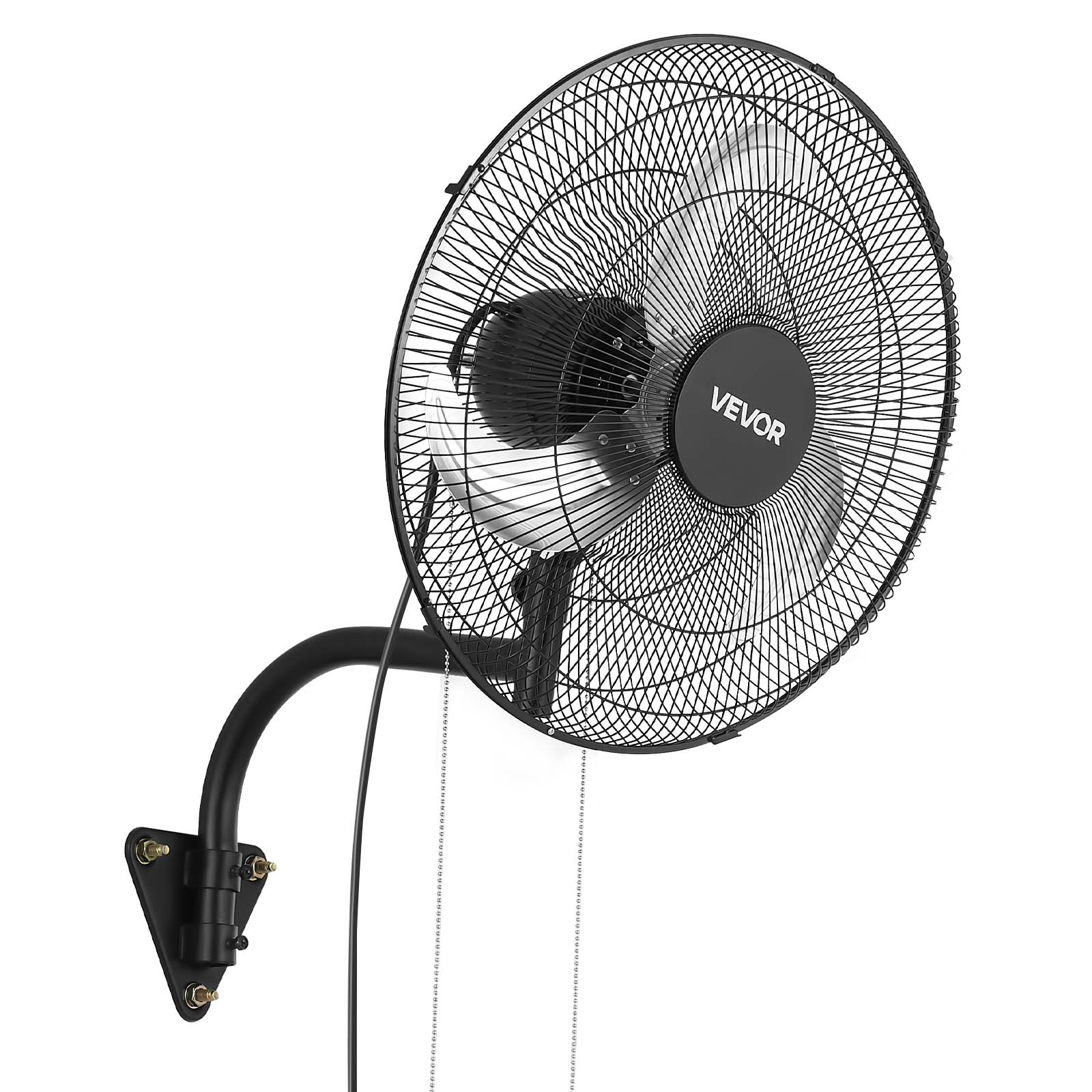 Alt View 5. VEVOR - Wall Mount Fan, 18 in Wall Mounted Hanging Fan Oscillating, 3-Speed, Long Airflow Distance, Adjustable Rotation Angle - Black.