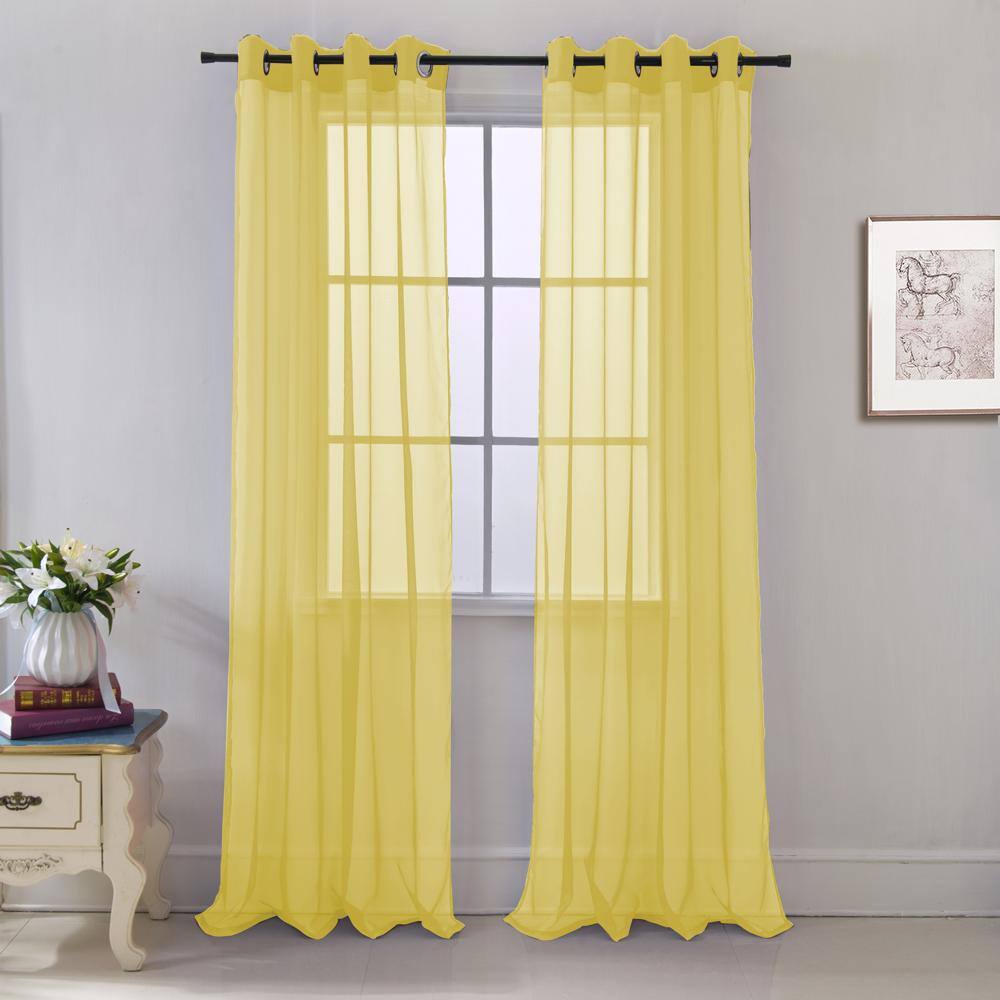RT Designers Collection - Cara One Sheer Grommet Light Filtering Curtain Panel 54" x 90" - Neon yellow
