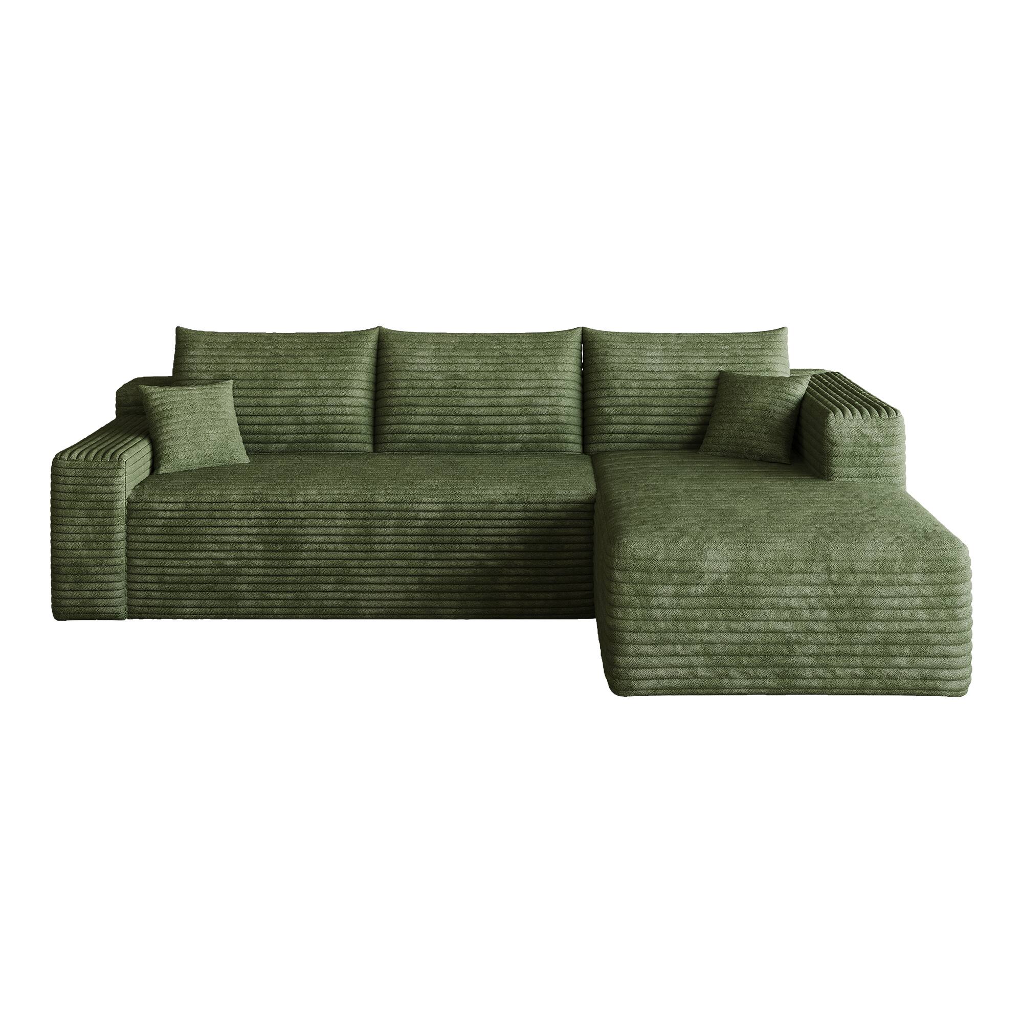 Alt View 6. Meqiodas - 95" Sectional Sofa with L-Shape Lounge,Soft Corduroy Modular Couch for Living Room, Deep Seat Corner Couch, No Assembly - Green.