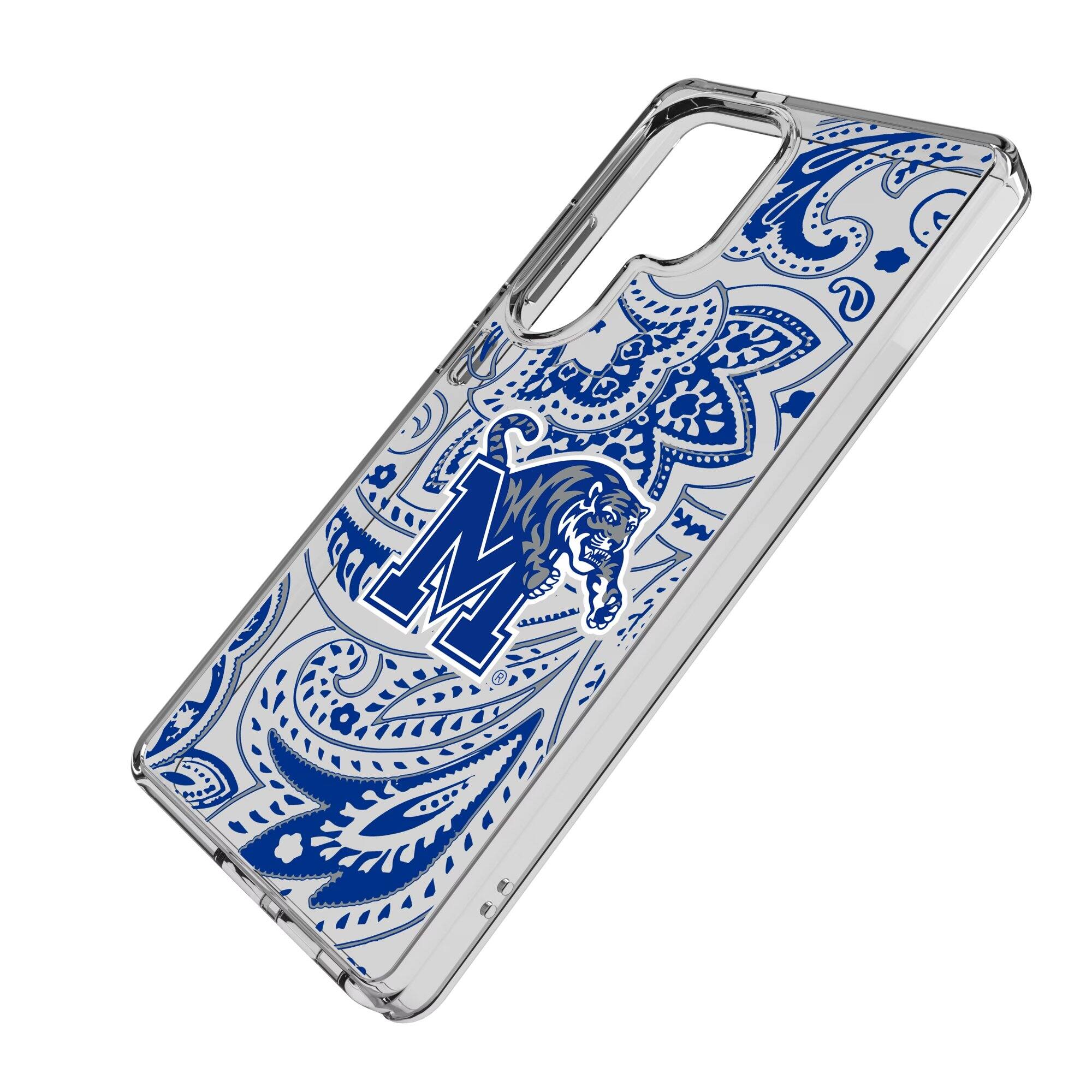 Alt View 1. Keyscaper - Memphis Tigers Paisley Galaxy Clear Case - S23 - Multicolor.