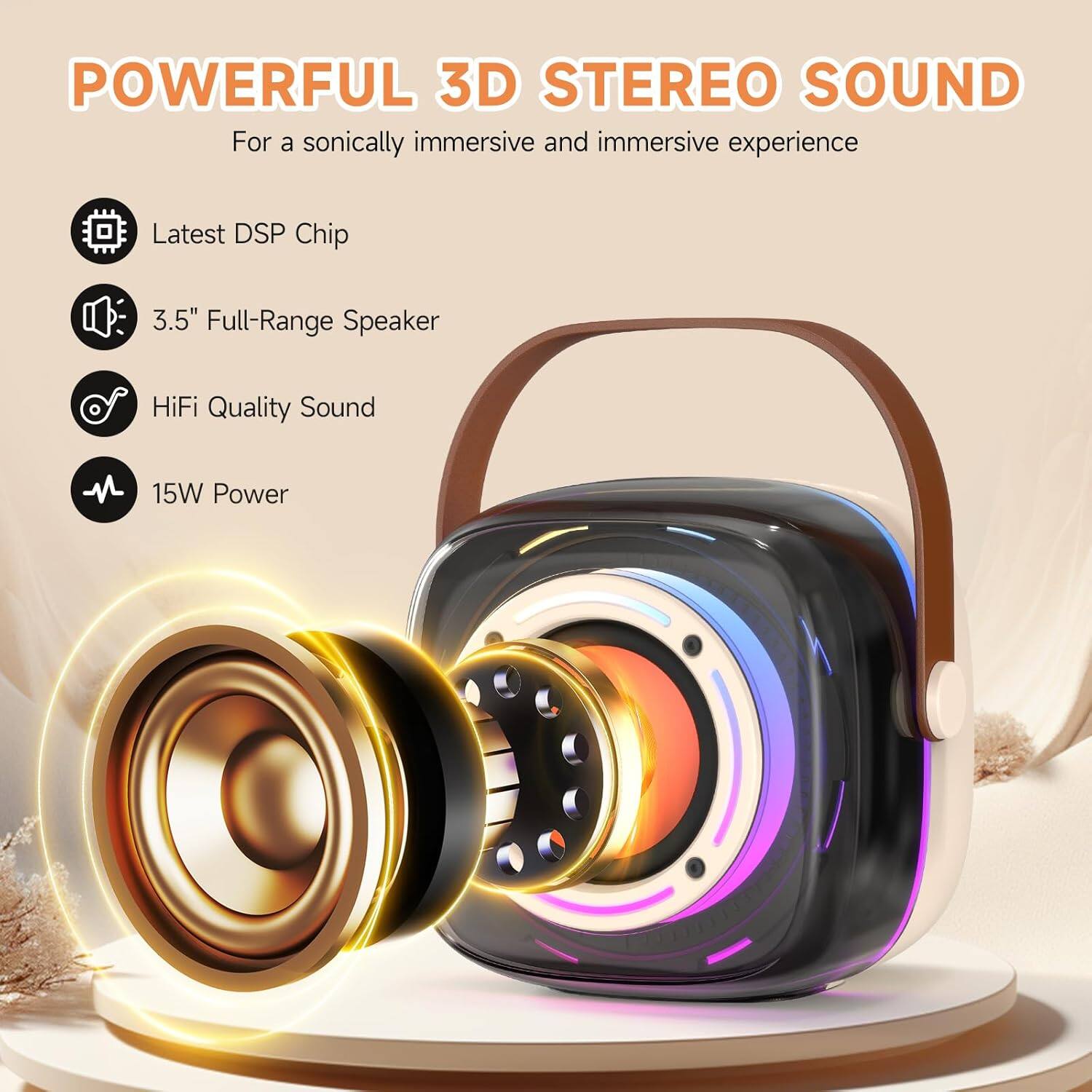 POWERFUL 3D STEREO SOUND  
For a sonically immersive and immersive experience

- Latest DSP Chip
- 3.5" Full-Range Speaker
- HiFi Quality Sound
- 15W Power