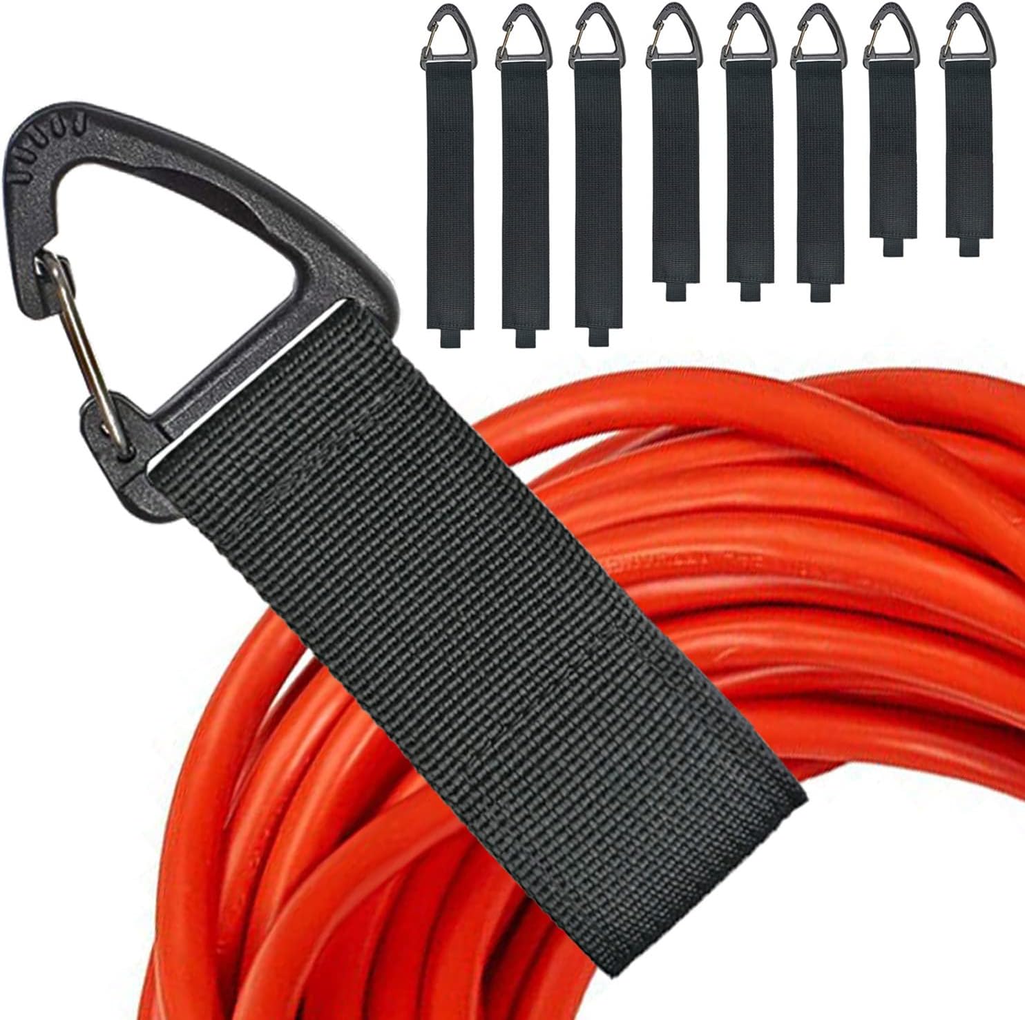 THIRSTY TURTLE - 8-Pack Heavy-Duty Extension Cord Organizer Straps with Hanging Buckles