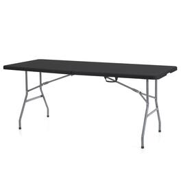 Peakform - Compact Fold In Half Banquet Table for Indoor Outdoor Use, 6 Ft - Black