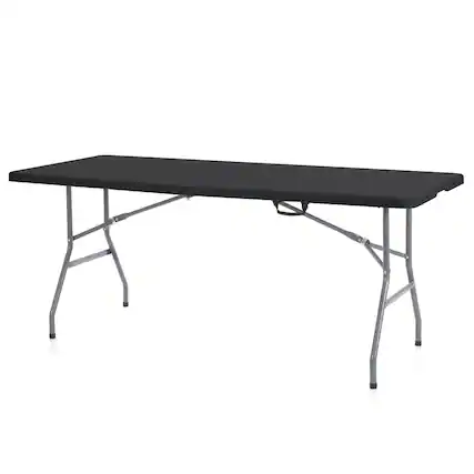 Front. Peakform - Peakform Compact Fold In Half Banquet Table for Indoor Outdoor Use, 6 Ft, Black - Black.