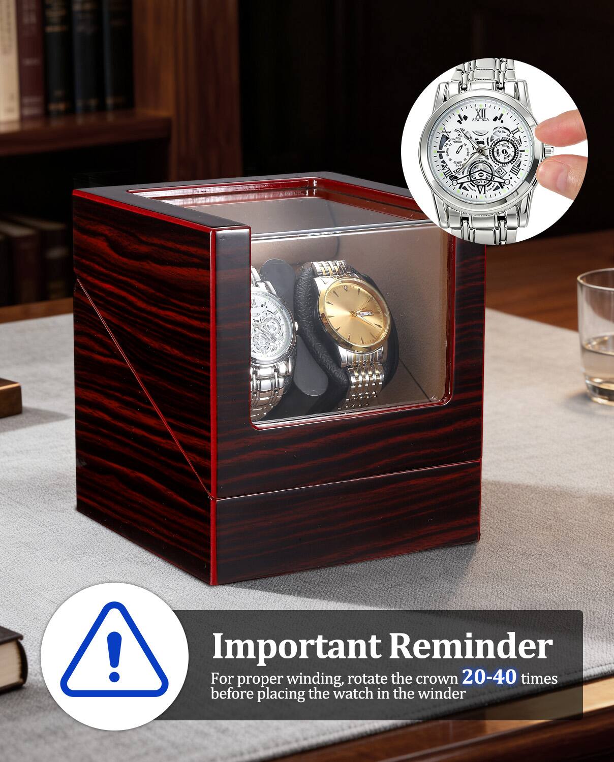 I .... .... XII SATE  II : 3 A m. 1 d : FAVS TILL  2 I - CES ! Important Reminder For proper winding, rotate the crown 20-40 times before placing the watch in the winder