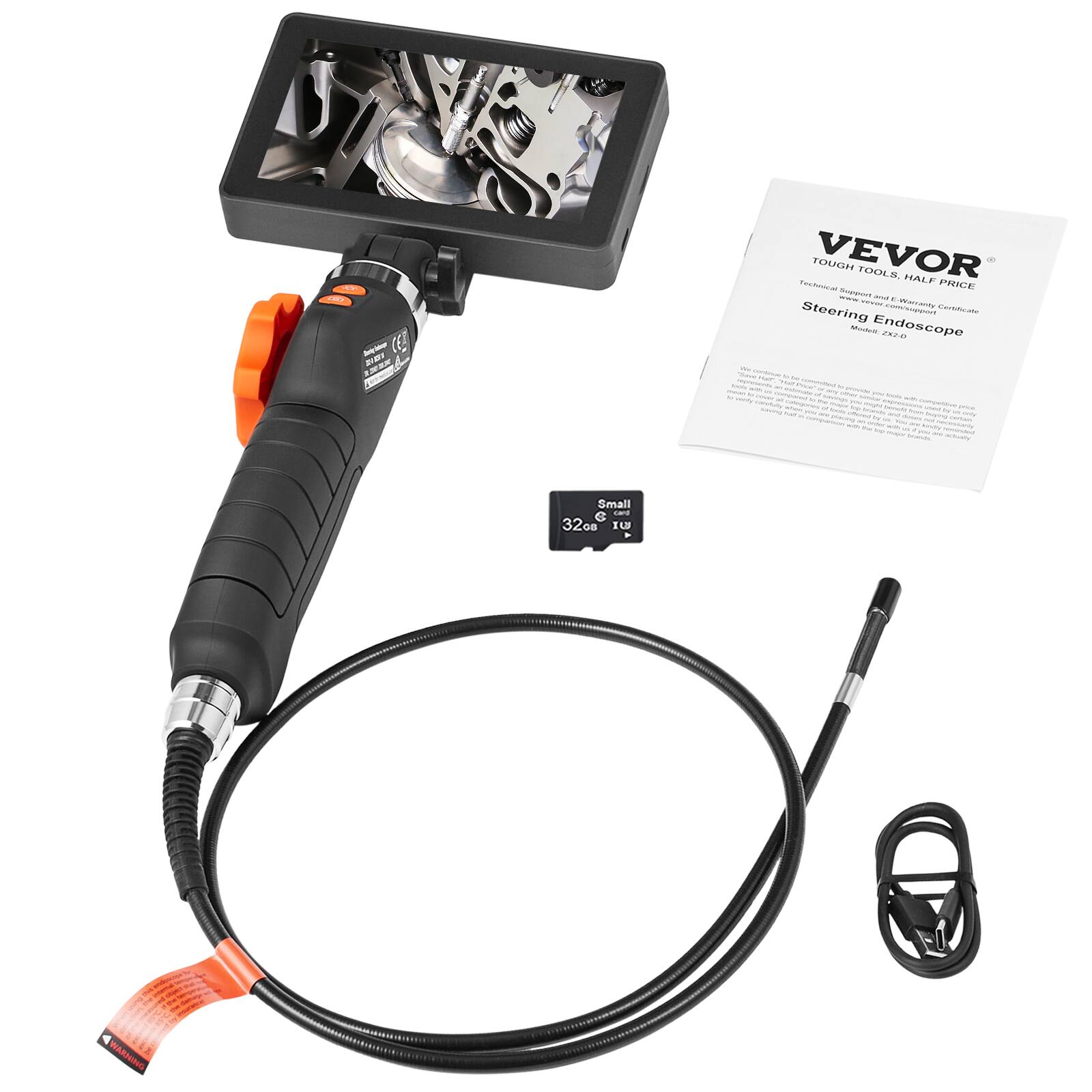 VEVOR  
TOUGH TOOLS. HALF PRICE  
Technical Equipment & Warranty Coverage  
www.vevor.com  

Steering Endoscope  
Model: 22-4  

Small  
32mm  
1 1/4"  

WARMING
