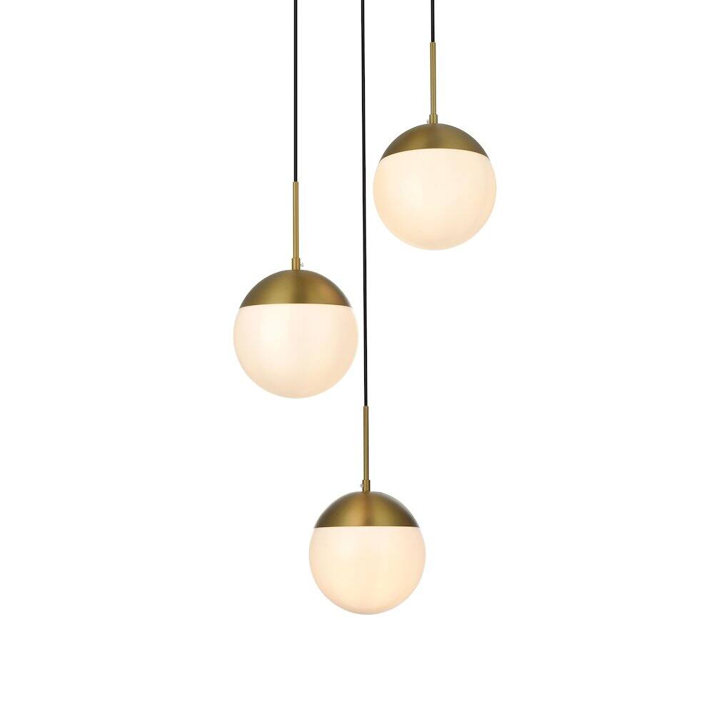 Back. Living District - Eclipse 18 Inch Pendant Frosted White Shade in Satin Gold - Satin Gold And Frosted White.