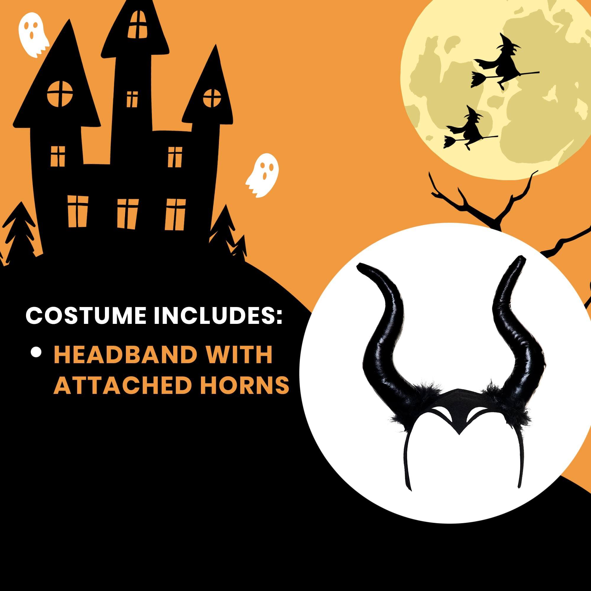 COSTUME INCLUDES:  
- HEADBAND WITH ATTACHED HORNS