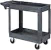 Front. Winado - Heavy Duty 2 Shelf Plastic Rolling Utility Cart Service Storage Cart with 360° Swivel Wheels, Handle for Hotel & Garage - Gray.