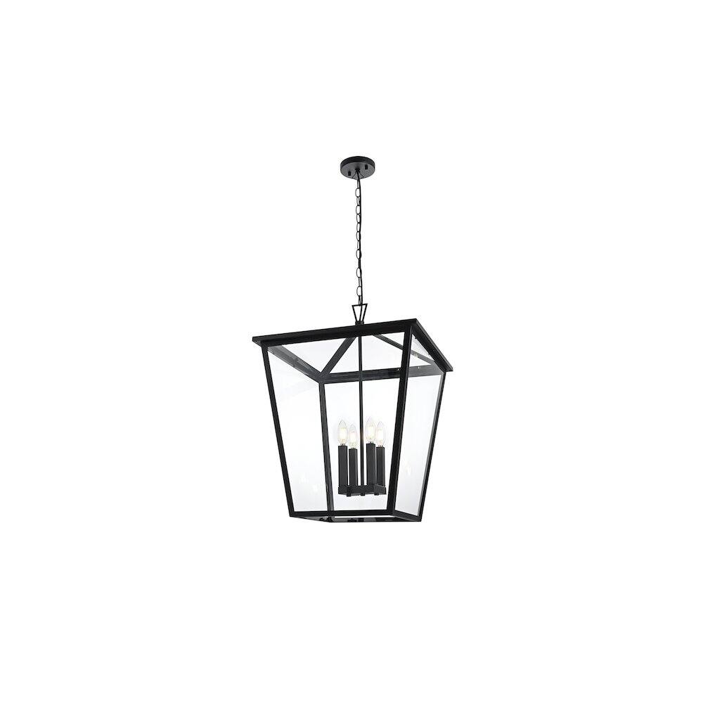 Angle. Elegant Lighting - Oxford 7 inch Outdoor Pendant in Black - Black.