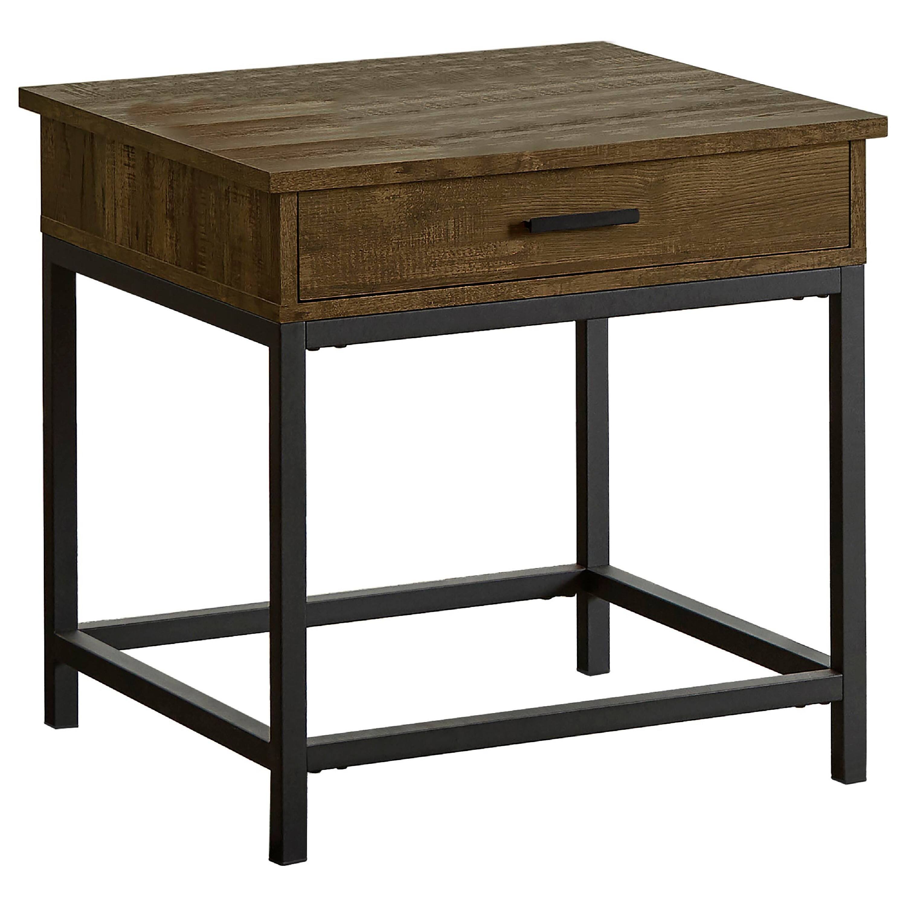 Alt View 3. Manhattan Lane - Mecy 2pc Coffee and Side End Table Set, Oak Brown Top, Metal - Oak Brown, Black.
