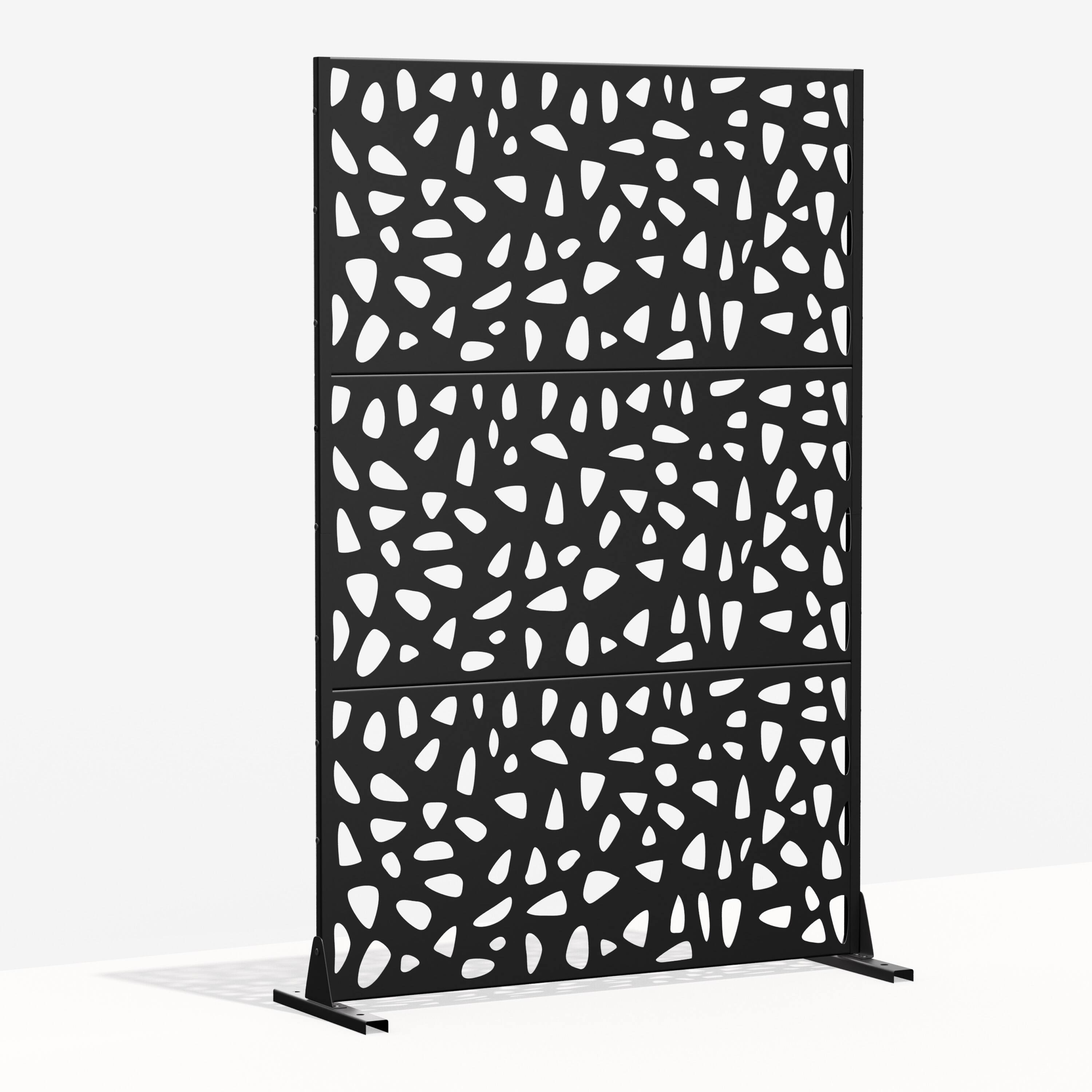 Angle. PexFix - 72 in. x 47 in. Dean Pattern Metal Outdoor Privacy Screen & Panels, Freestanding Garden Divider Fence - Black.