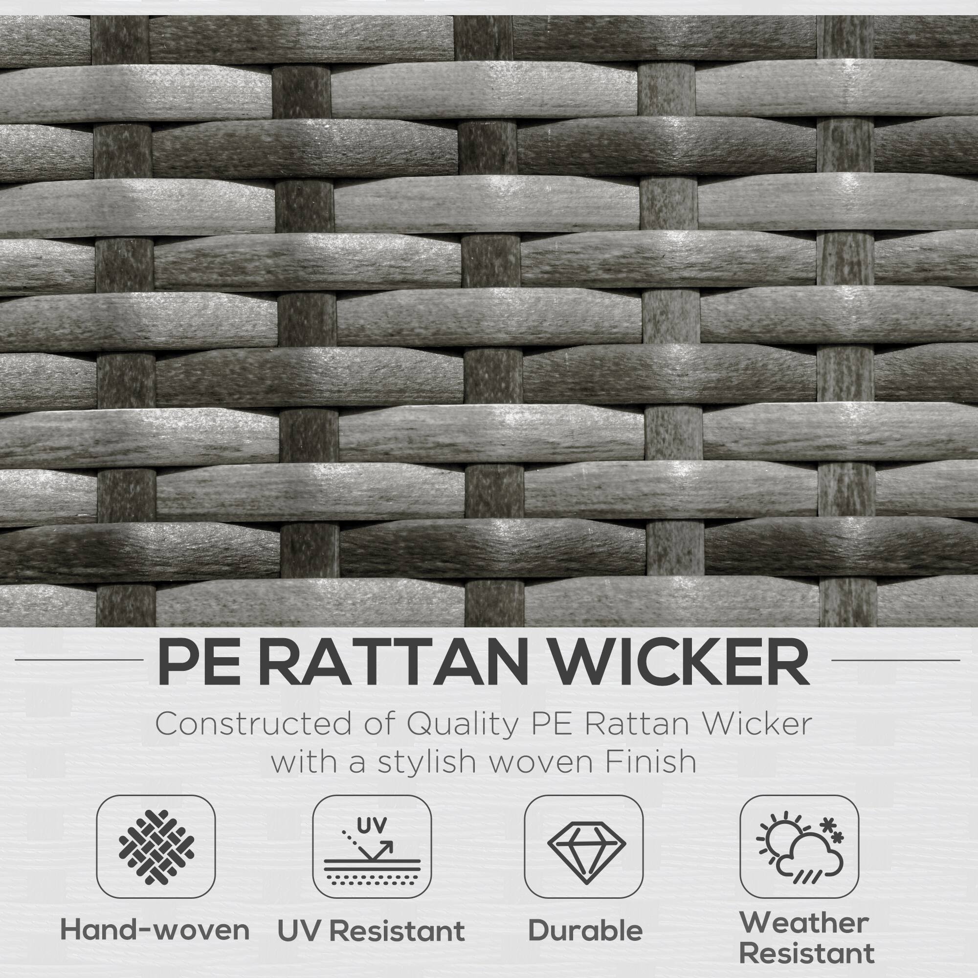 PE RATTAN WICKER, Constructed of Quality PE Rattan Wicker with a stylish woven Finish, Hand-woven, UV Resistant, Durable, Weather Resistant