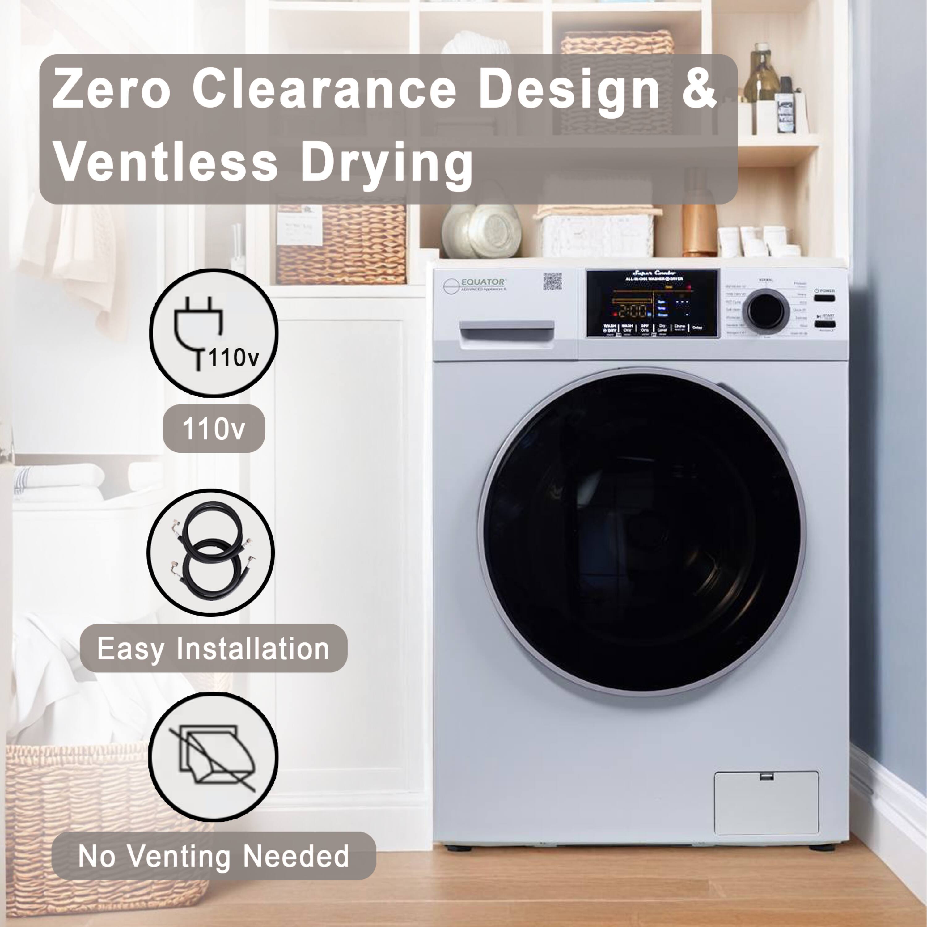 Zero Clearance Design & Ventless Drying  
110v  
Easy Installation  
No Venting Needed