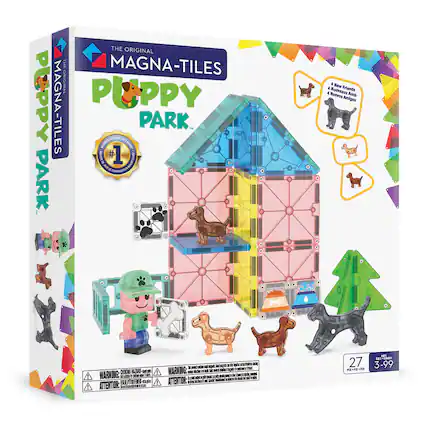 THE ORIGINAL MAGNA-TILES
PUPPY PARK
#1
BEST SELLING MAGNETIC TILE SET
4 New Friends
4 Nuevos Amigos
WARNING: CHOKING HAZARD - Small parts. Not for children under 3 years.
ATTENTION: PELIGRO DE AHOGO - Piezas pequeñas. No es adecuado para niños menores de 3 años.
27 PIECES
3-99 YEARS
A WARNING:
ATTENTION:
MARNING:
ATTENTION:
