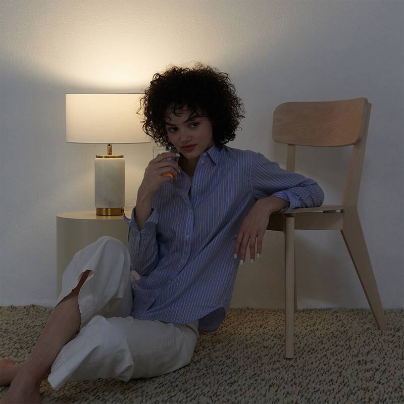 Alt View 1. Brightech - Arden LED Midcentury Modern Bedside Nightstand Desk Lamp with Fast Charging USB Port - Glossy White Marble.