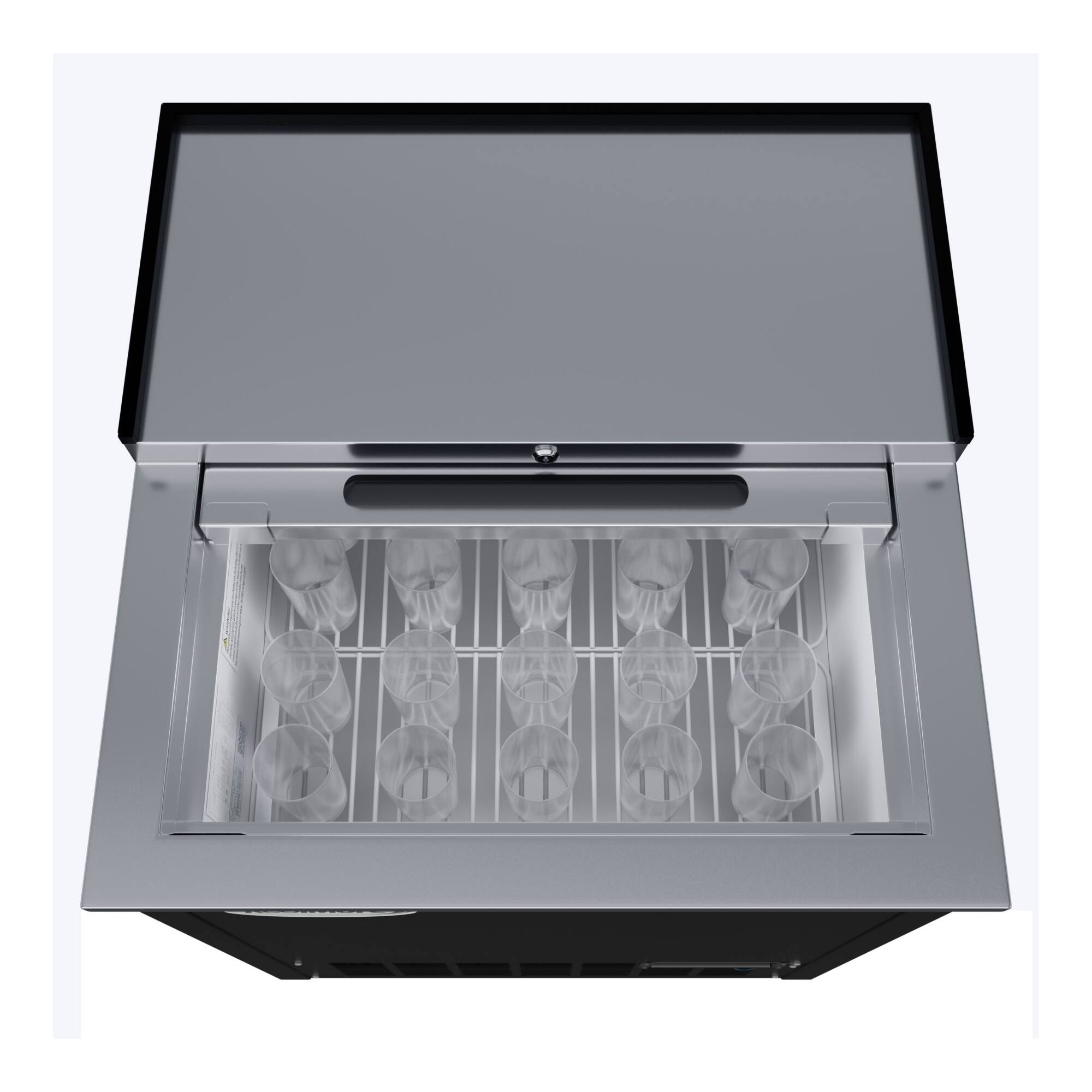 Angle. Koolmore - 25 in. Commercial Glass Froster in Black Steel, ETL Listed, 5 cu. ft. (KM-GF25-BK) - Black painted steel.