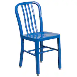 Emma + Oliver - Commercial Grade Colorful Metal Indoor-Outdoor Chair - Blue