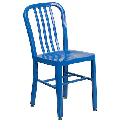 Front. Emma + Oliver - Commercial Grade Colorful Metal Indoor-Outdoor Chair - Blue.