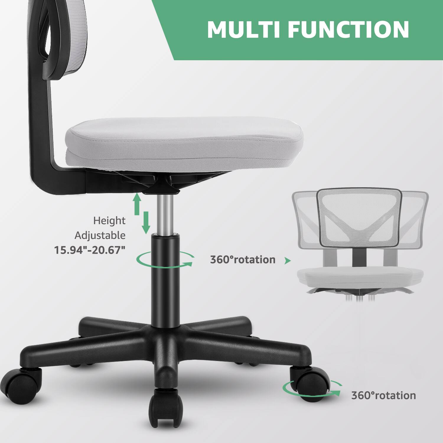 Sweetcrispy Ergonomic Low Back Mesh Armless Swivel Office Chair ...