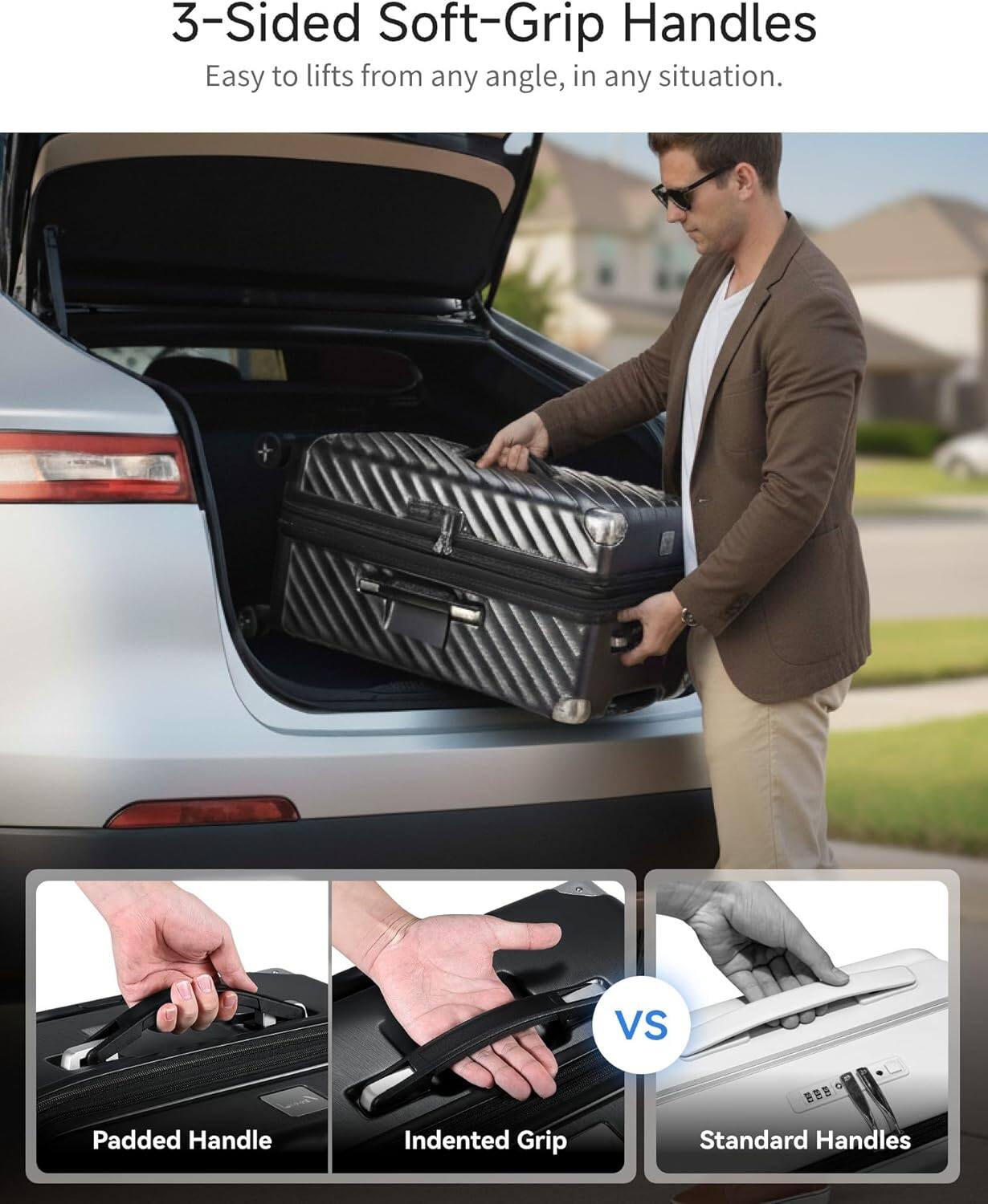 3-Sided Soft-Grip Handles  
Easy to lift from any angle, in any situation.

- Padded Handle
- Indented Grip
- Standard Handles