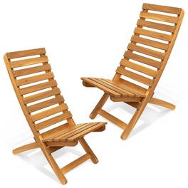 Melino - 2 Pack Folding Tamarack Chair Low Profile Patio Lounge Furniture - Natural