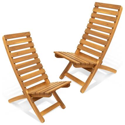 Front. Melino - Melino 2 Pack Folding Tamarack Chair Low Profile Patio Lounge Furniture, Natural - Natural.