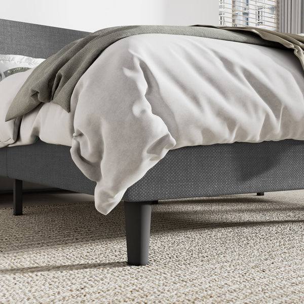 Back. Hivvago - Hivvago King Size Upholstered Linen Blend Headboard Wingback Platform Bed - Grey.