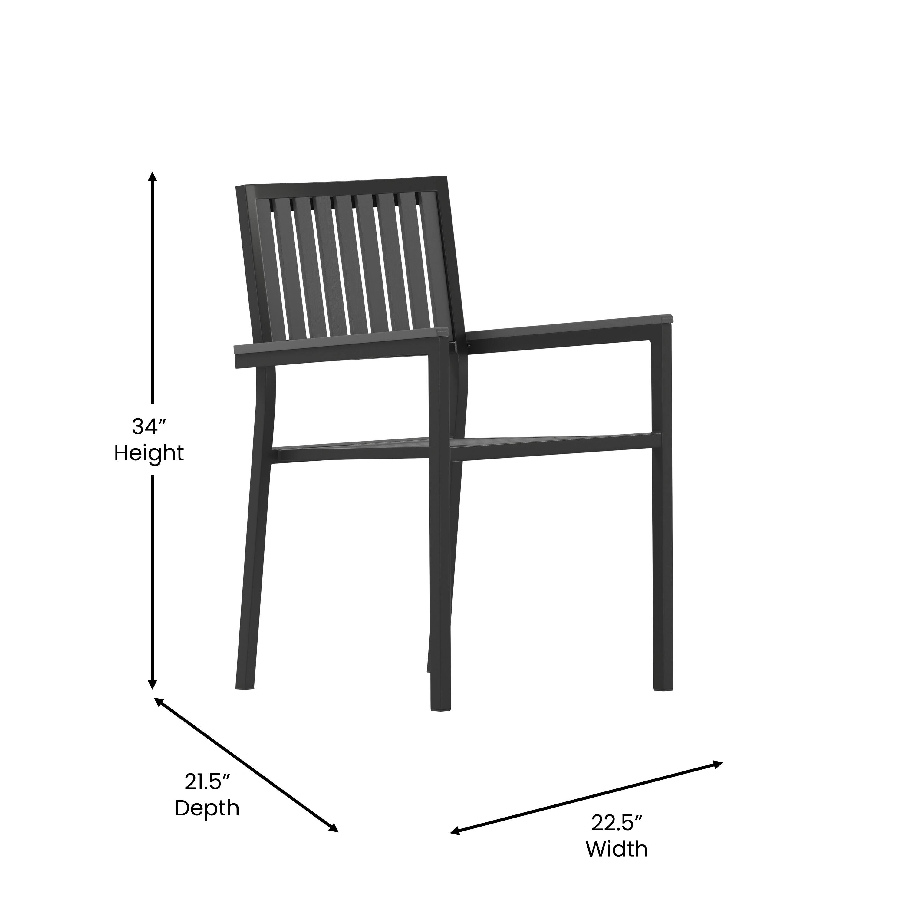 34" Height, 21.5" Depth, 22.5" Width