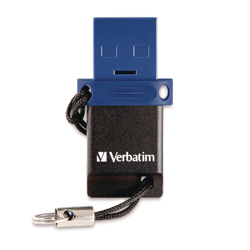Angle. Verbatim - 128GB Store 'n' Go Dual USB Flash Drive for USB-C Devices - Blue - 128 GB - USB 3.2 (Gen 1) Type A, USB 3.2 (Gen 1) Type - Blue.