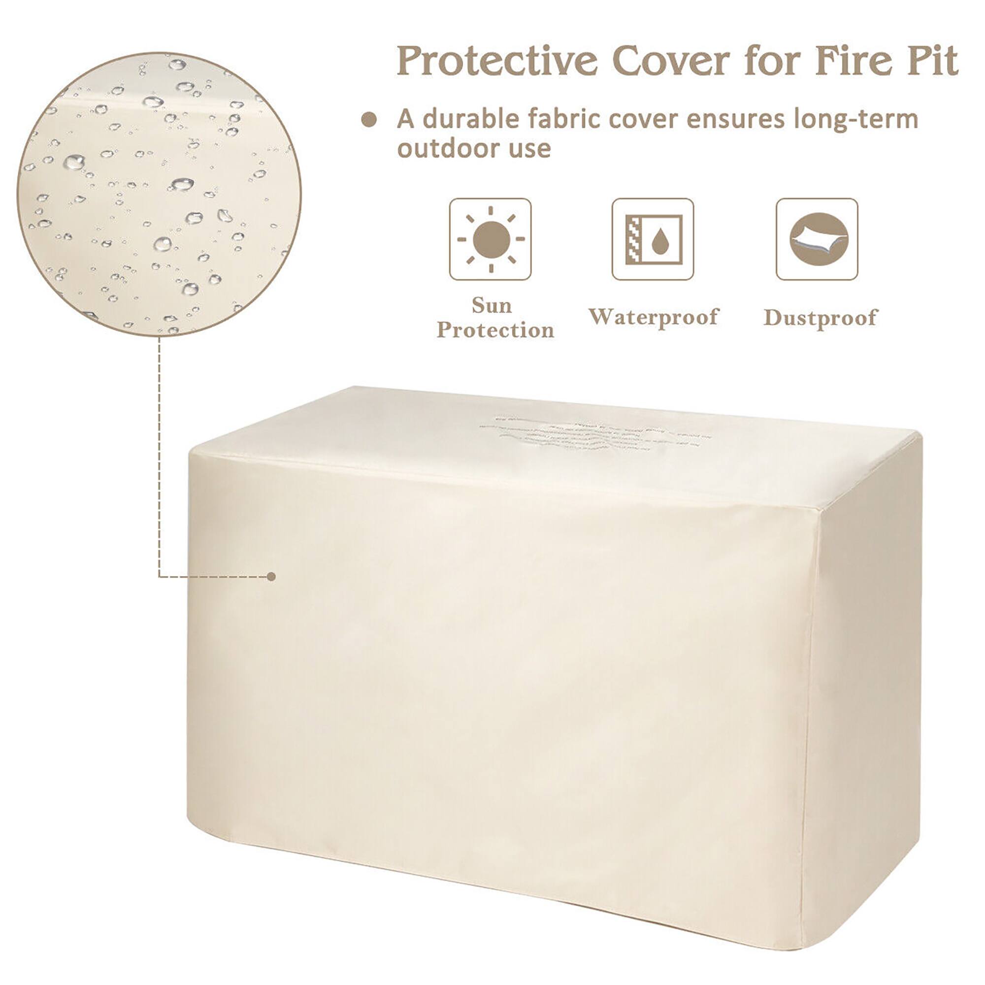 Protective Cover for Fire Pit

A durable fabric cover ensures long-term outdoor use

Sun Protection
Waterproof
Dustproof