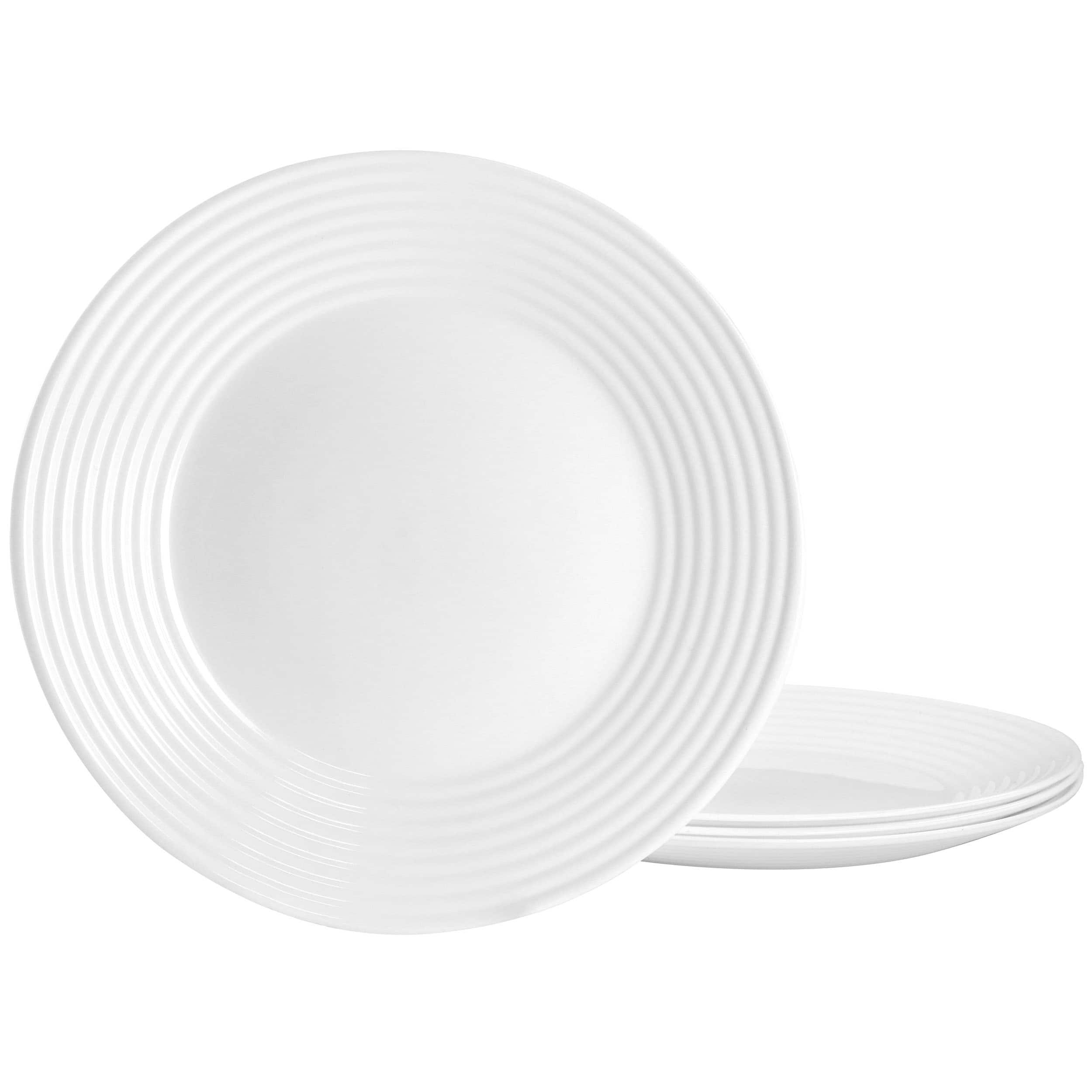 Gibson - Ultra Patio 4 Piece Tempered Opal Glass Dinner Plate Set - White