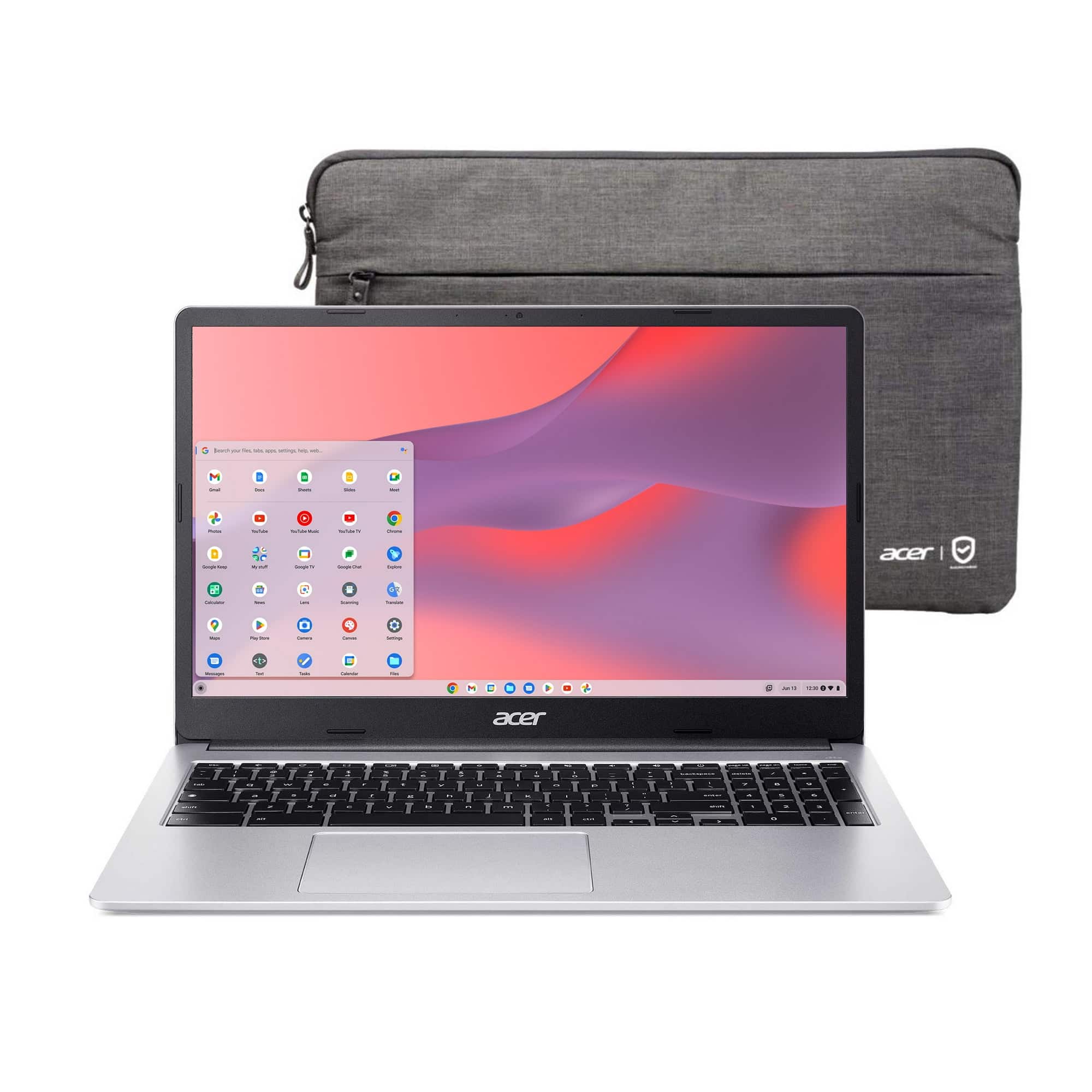 Acer - Chromebook 315 Laptop Intel Processor 15.6 inch N4500 4GB RAM 64GB eMMC With Carry Case - Pure Silver