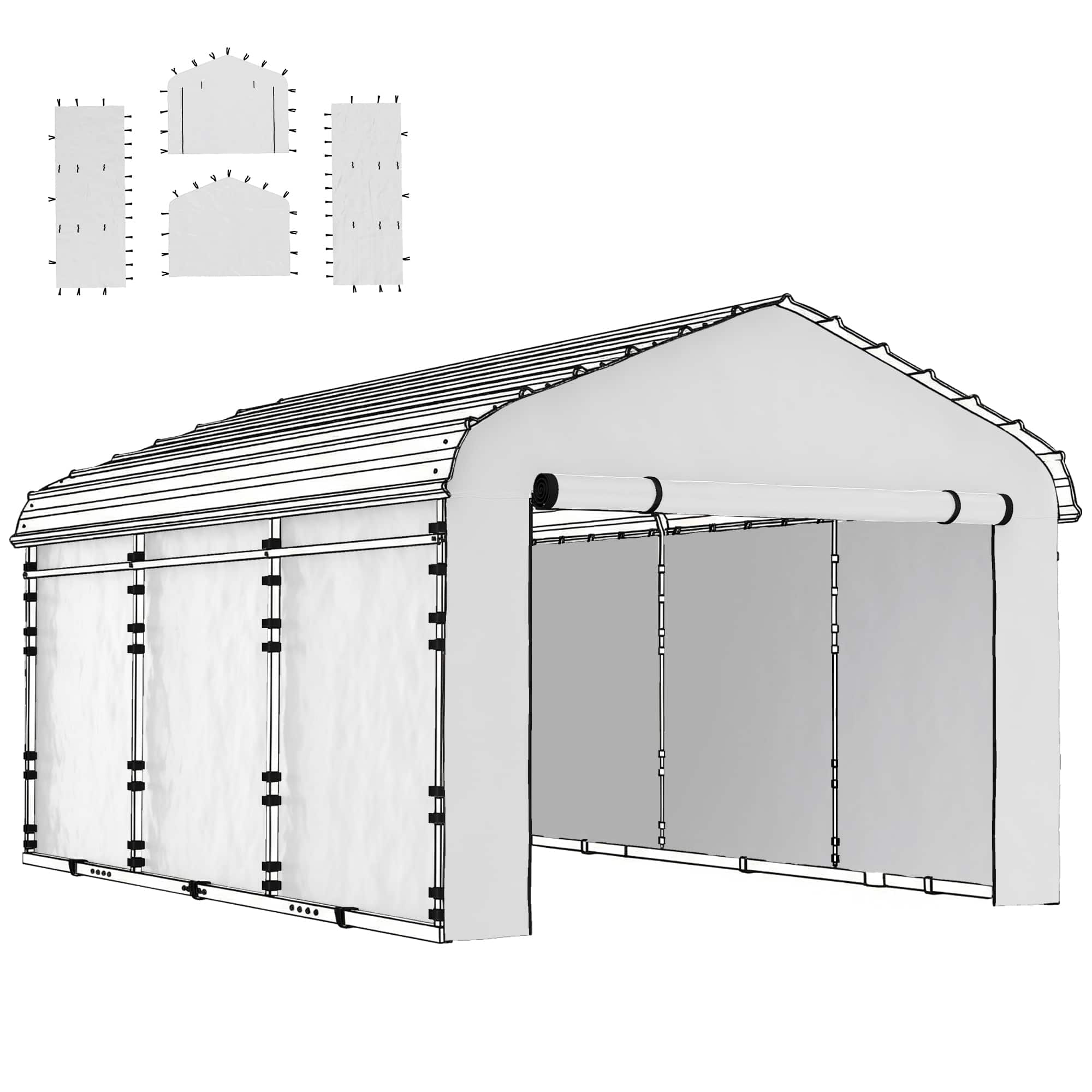 Outsunny - Carport Replacement Sidewall Panels Set of 4 for 12' x 20' Carports, Waterproof PE Tarp Replacement Side Wall Cover price history on PriceWatchPro