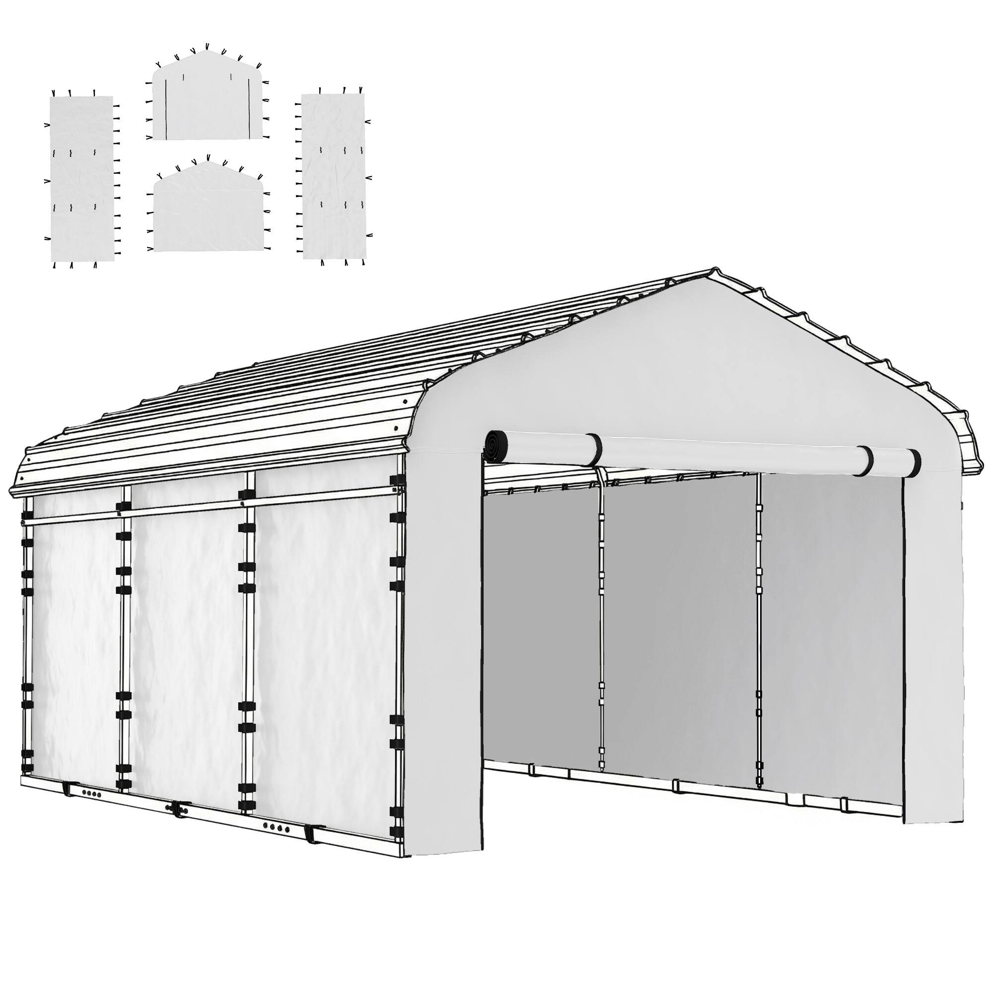 Front. Outsunny - Replacement Sidewall Panel for 12' x 20' Carports.