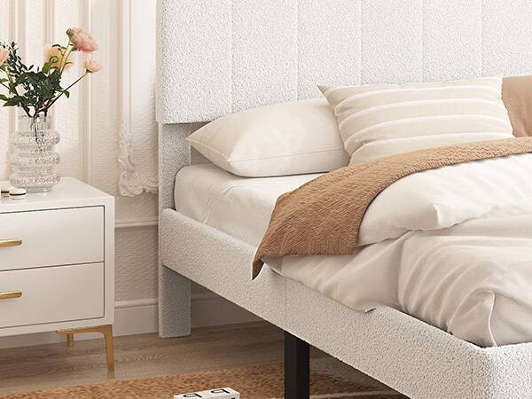 Alt View 2. Bestier - Modern Upholstered Bed Frame with Wave Headboard, White Ambience Lighting and Extra-Large Storage Drawer - white.