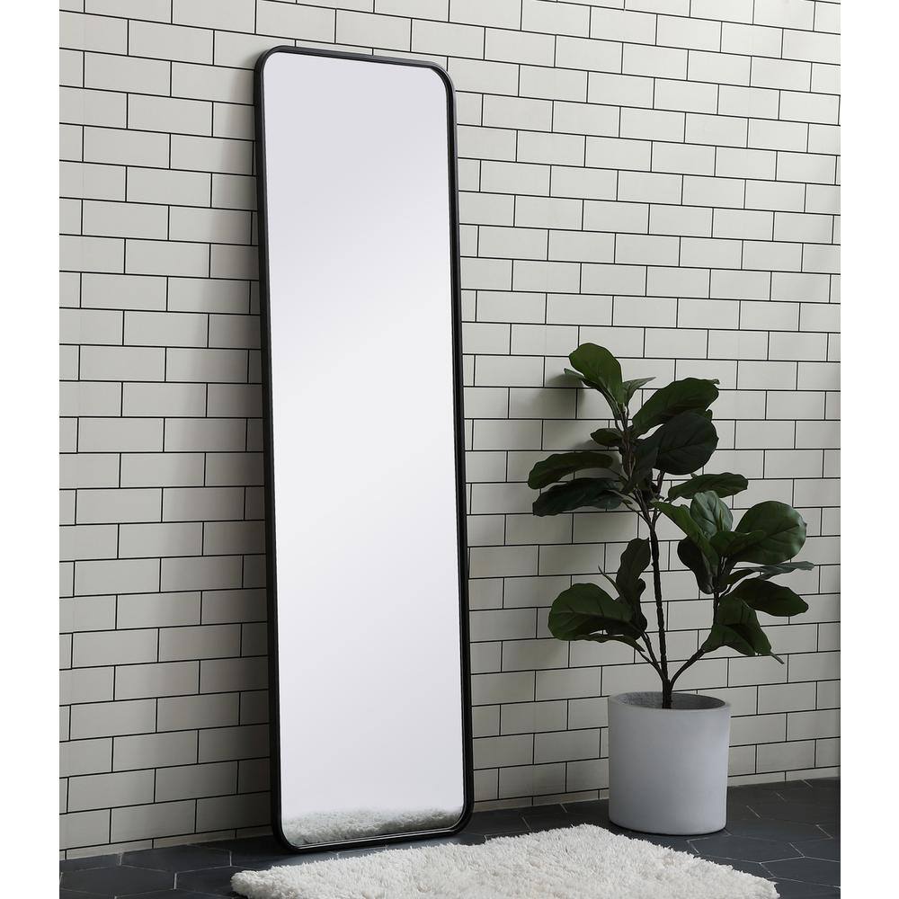Alt View 4. Elegant Decor - Soft corner metal rectangular mirror 18x60 inch in Black - Black.
