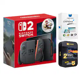 Switch 2 Mario Kart World Bundle with MightySkins Code and 2 Year Extended Warranty - Nintendo Switch 2