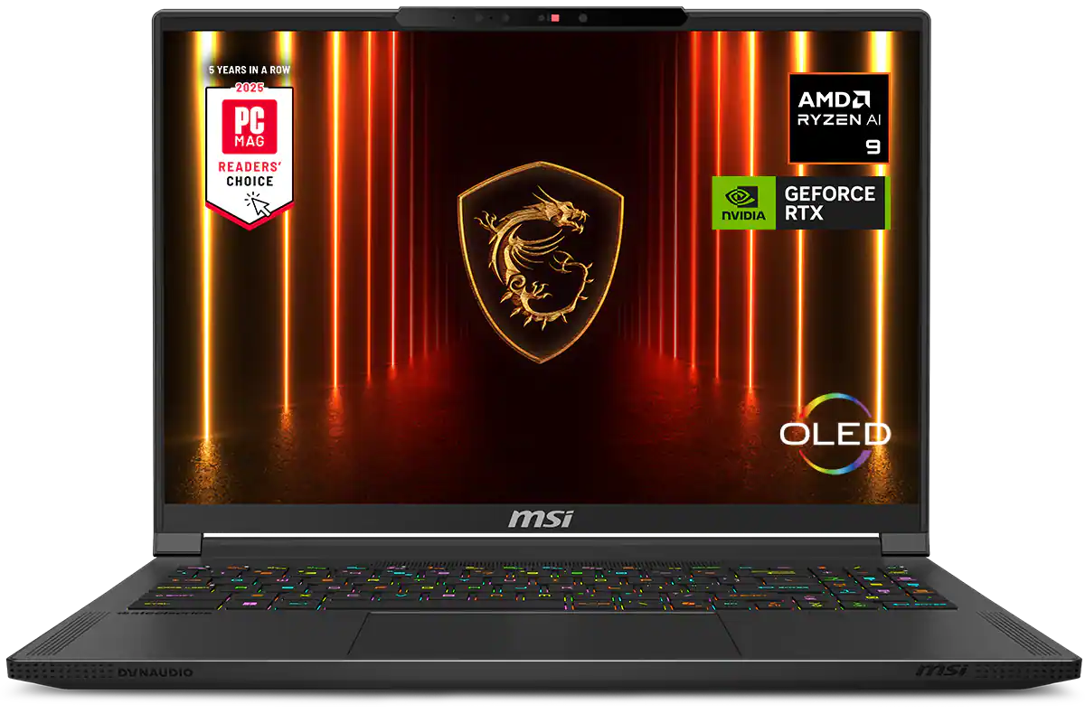 5 YEARS IN A ROW
2025
PC MAG READERS' CHOICE
AMD RYZEN AI 9
GEFORCE RTX
OLED
msi
DYNADIO