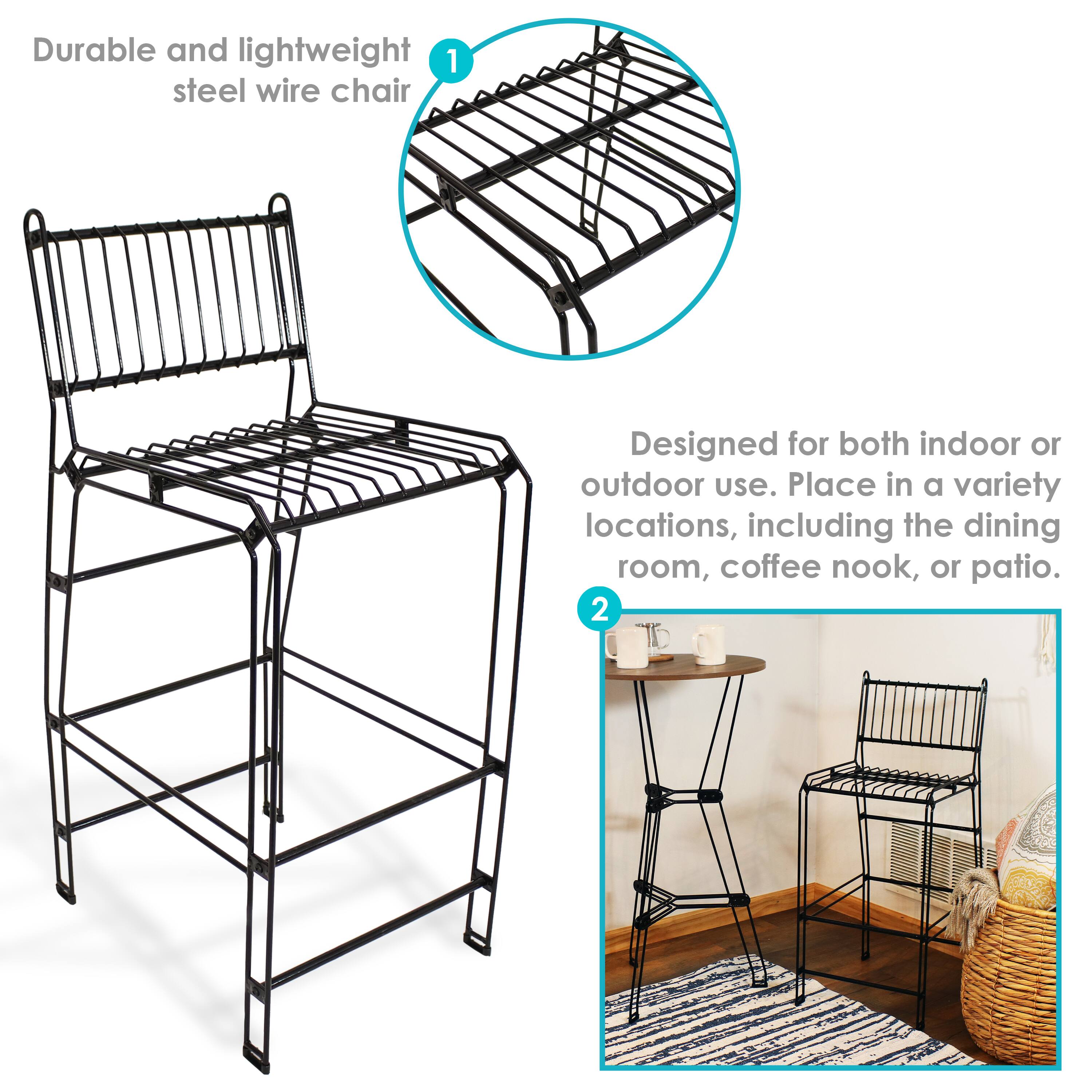 1. Durable and lightweight steel wire chair

2. Designed for both indoor or outdoor use. Place in a variety of locations, including the dining room, coffee nook, or patio.