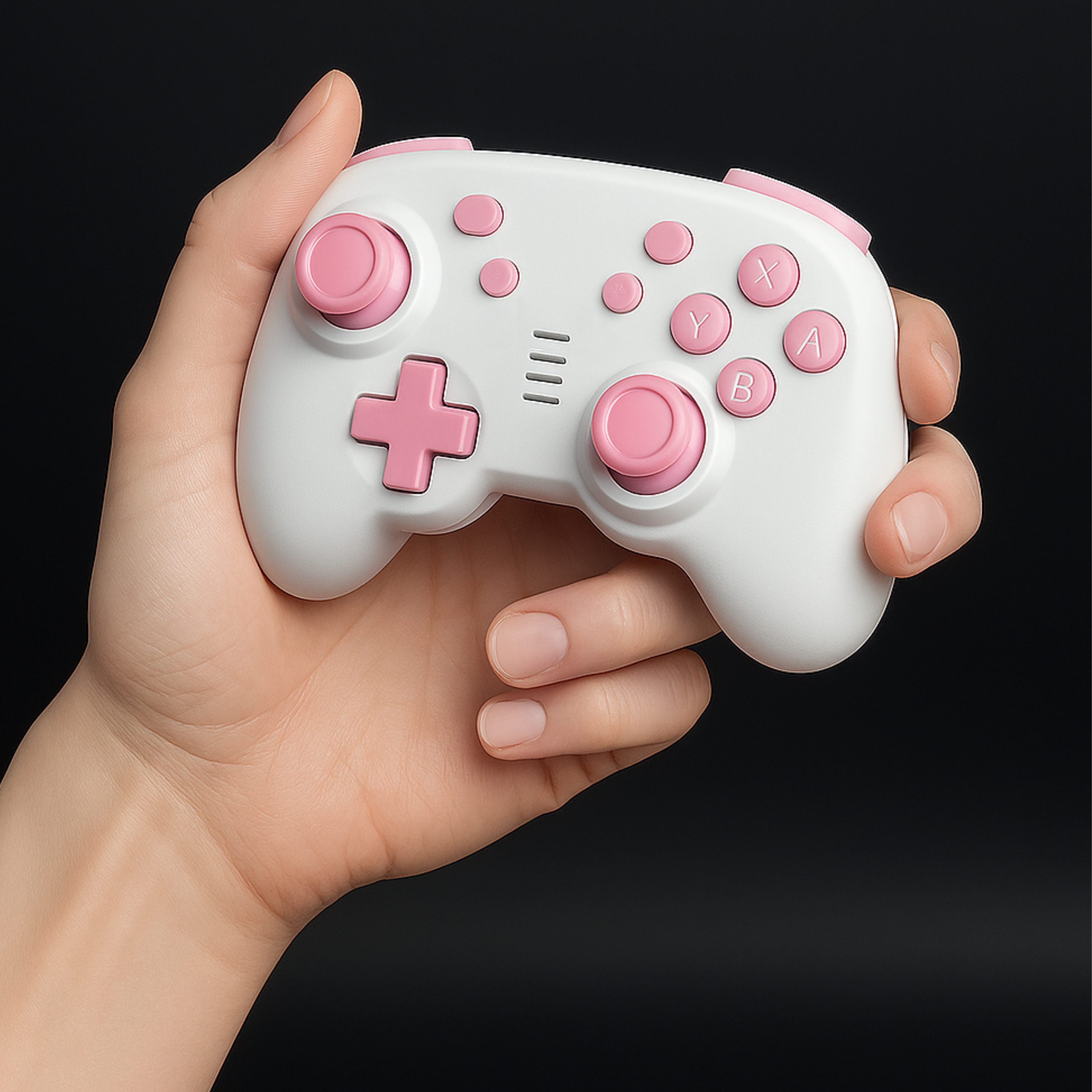 Alt View 1. turbX - Mini Mate Pro 2.0 Wireless Ergonomic Gaming Controller for Nintendo Switch, PC, Steam Deck - Sakura Pink.