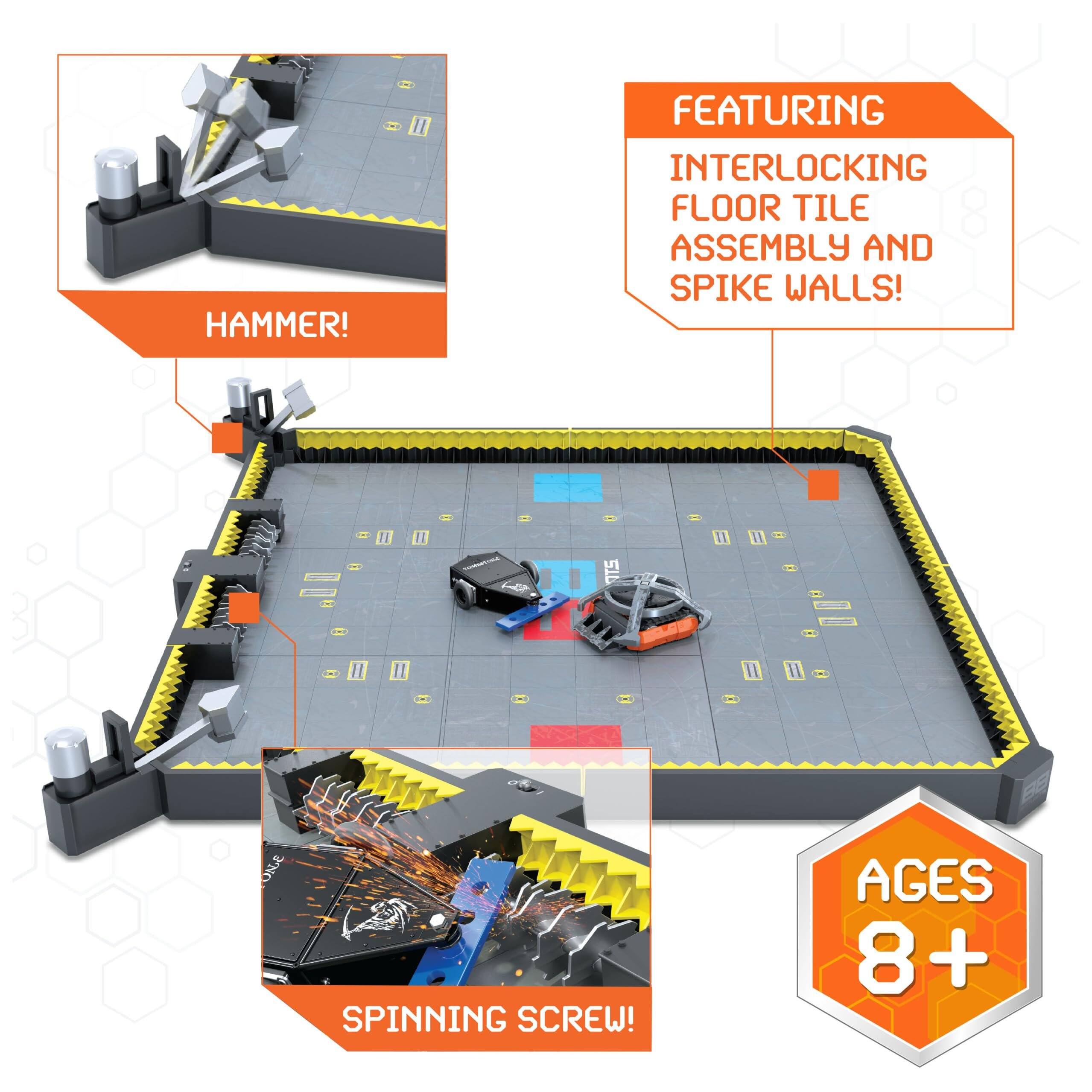 HAMMER!  
Featuring Interlocking Floor Tile Assembly and Spike Walls!  
Spinning Screw!  
Ages 8+