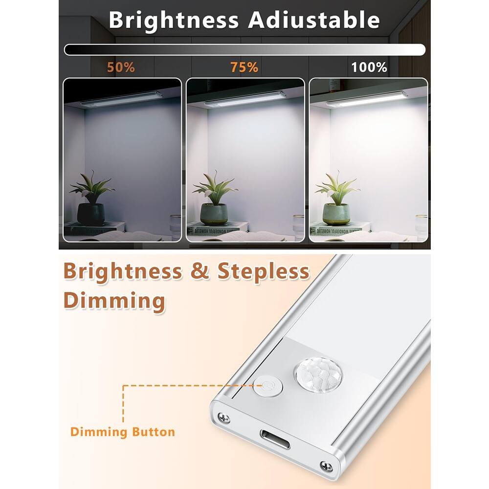 Brightness Adjustable

50% 75% 100%

Brightness & Stepless Dimming

Dimming Button