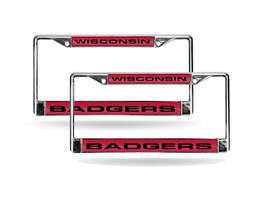 Rico Industries - Wisconsin Badgers Chrome Metal Laser Cut License Plate Frame - Set of 2 Frames - Multi