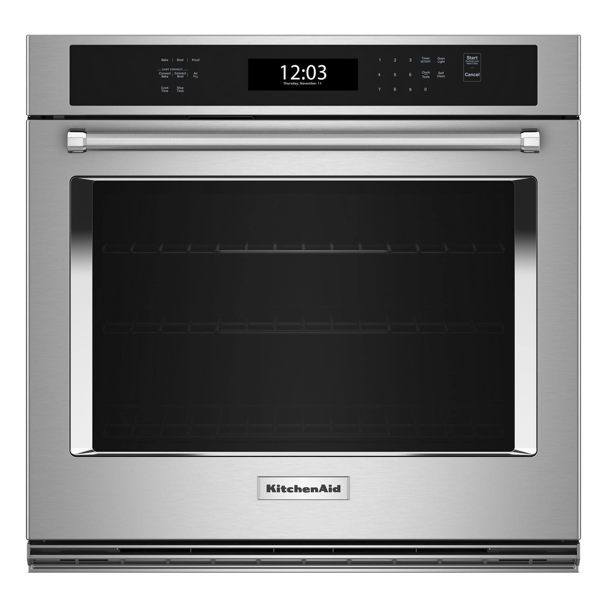 Front. KitchenAid - 27" Built-In Single Electric Wall Oven with Air Fry Mode - Stainless Steel.