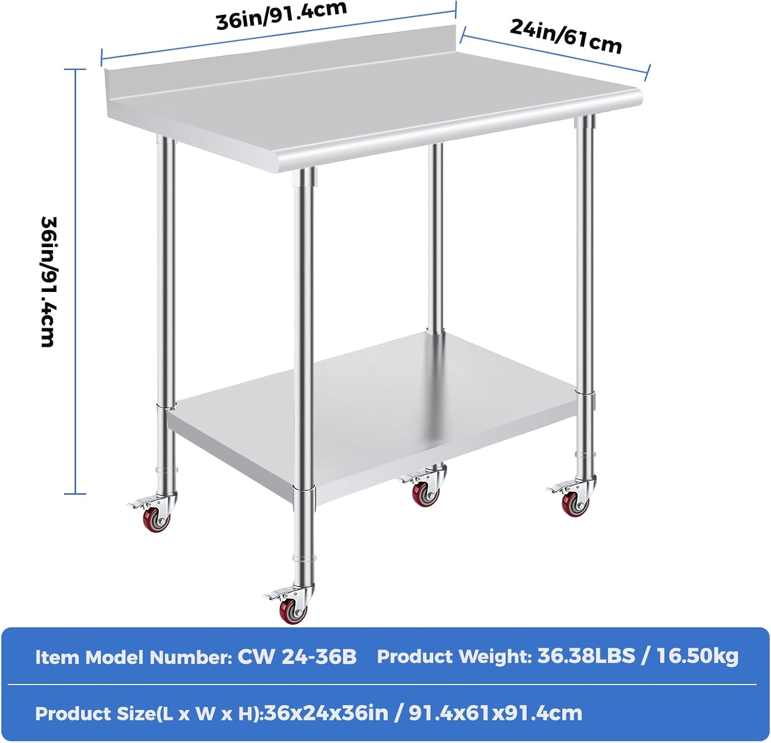 36in/91.4cm  
24in/61cm  
36in/91.4cm  
4cm  

Item Model Number: CW 24-36B  
Product Weight: 36.38LBS / 16.50kg  
Product Size(L x W x H): 36x24x36in / 91.4x61x91.4cm