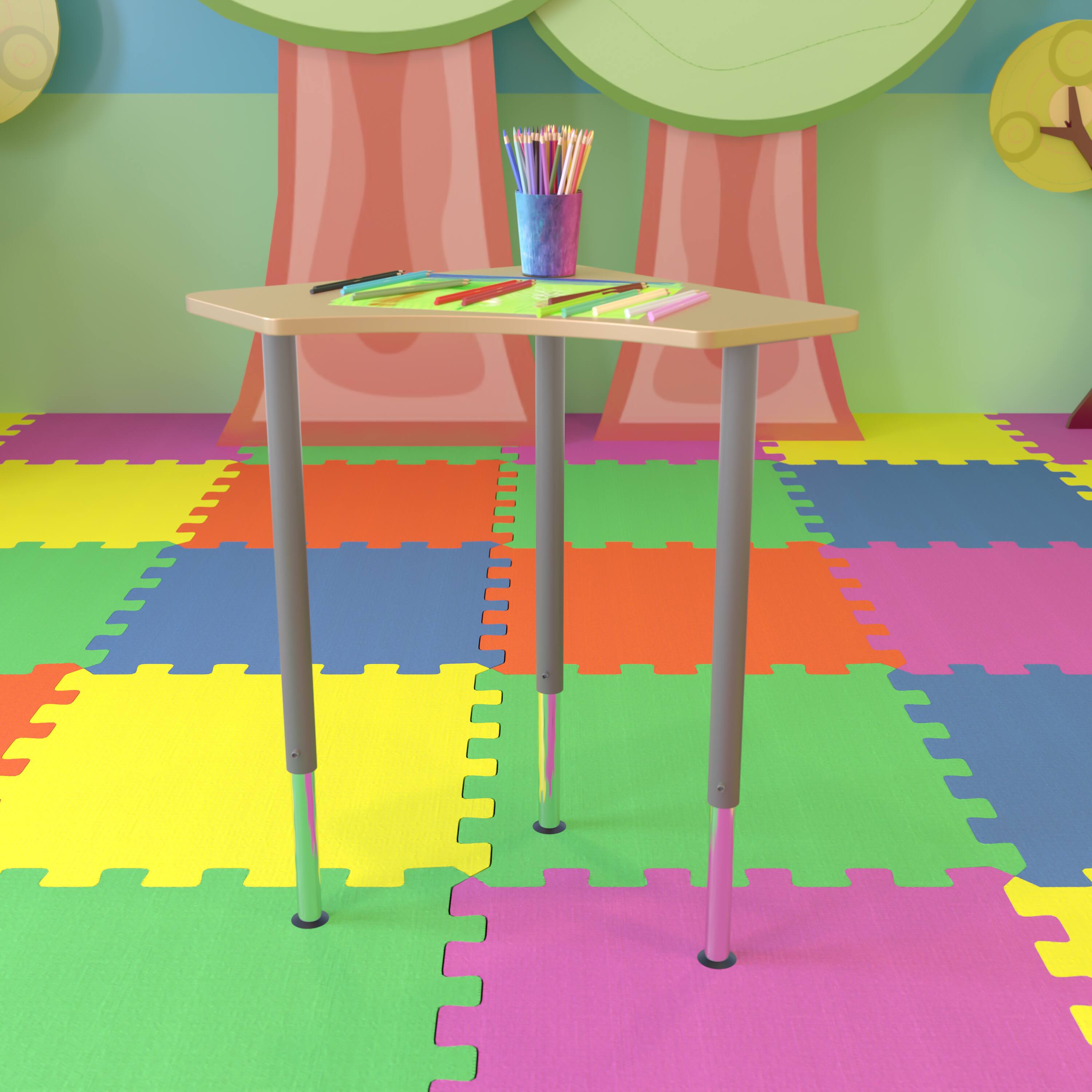 Alt View 1. Emma + Oliver - Triangular Collaborative Adjustable Student Desk - Home and Classroom - Natural.