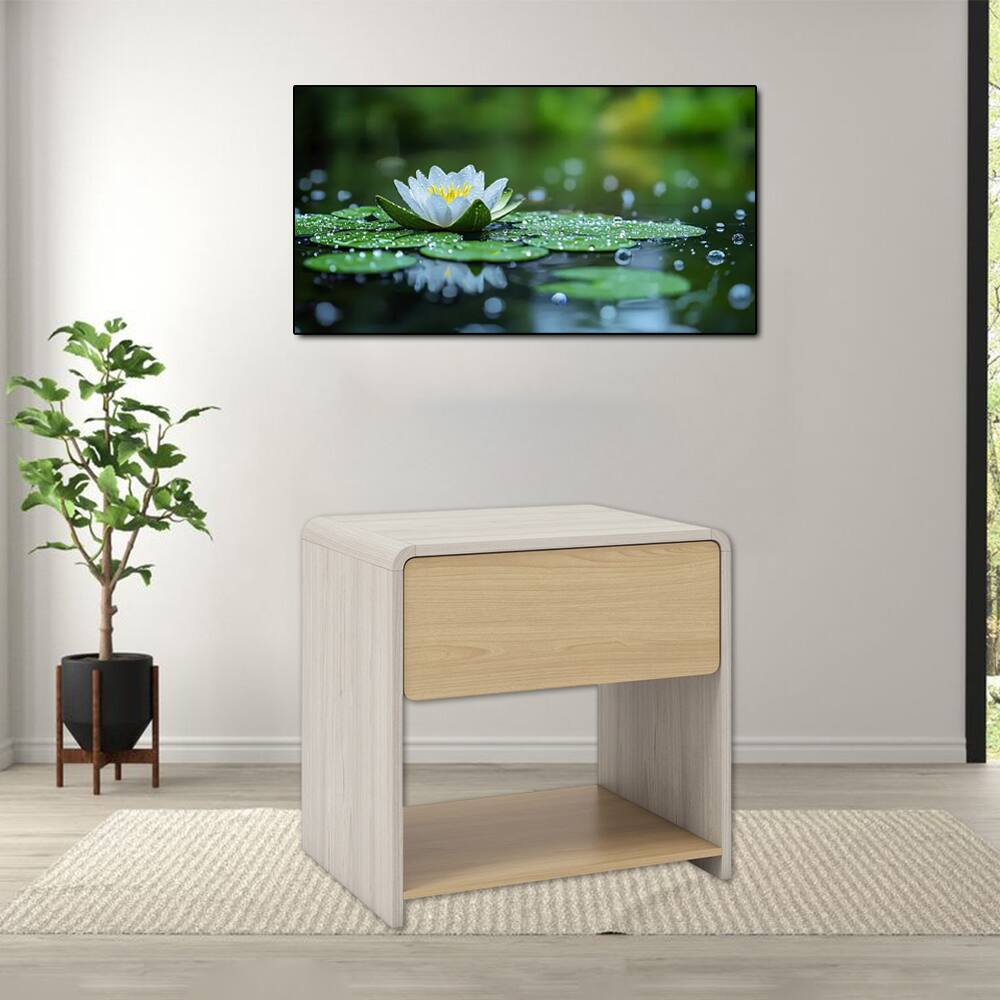 Hivvago - Modern Double-Layer Night Table Featuring Drawer and Display Shelf - Oak