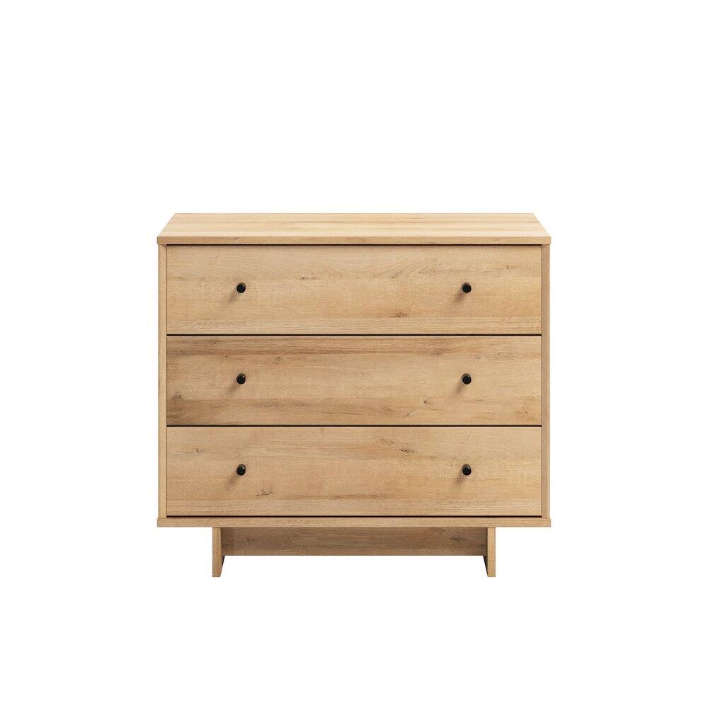 Front. Prepac - Finnley 3-Drawer Nightstand in Natural Oak, Bedside Table with Storage - Natural.