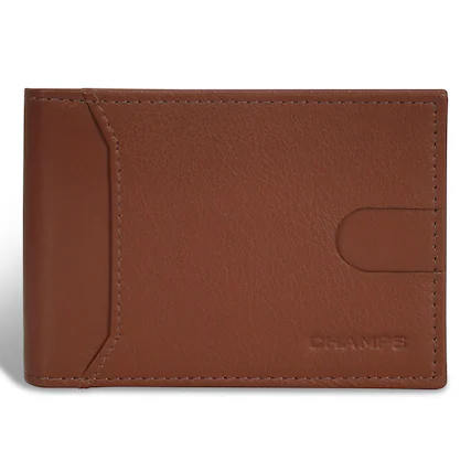 Front. Champs - Onyx Collection Leather Bi-Fold Clip Wallet - Brown.